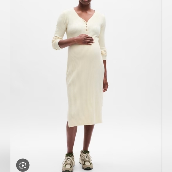 GAP Maternity CashSoft Henley Midi Sweater Dress - Picture 1 of 5
